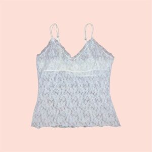White Floral Lace Tank Top